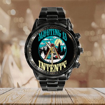 Discover Scouting Is InTents Funny Scout Camping Happy Camper Zip Calendar Steel Band Watch