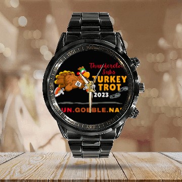 Discover Turkey Trot Thanksgiving Marathon Running Thunder Cloud Subs Calendar Steel Band Watch