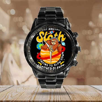 Discover Sloth Pet Space Trying to Slow Down Planet Save Earth Jupiter Baseball Tees Calendar Steel Band Watch