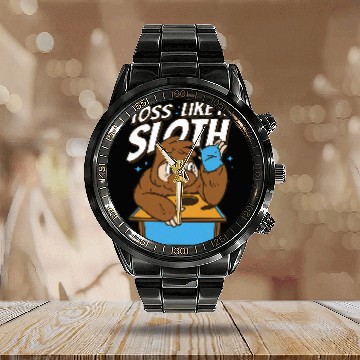 Discover Sloth Pet Funny Toss Like A Boss Sloth Cornhole Player Men Women Baseball Tees Calendar Steel Band Watch