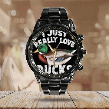 Discover Duck Pet I Just Really Love Ducks Cute Mallard Duck Calendar Steel Band Watch