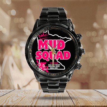Discover Minnesota Mud Run Squad Pink Mudding Princess Team Calendar Steel Band Watch