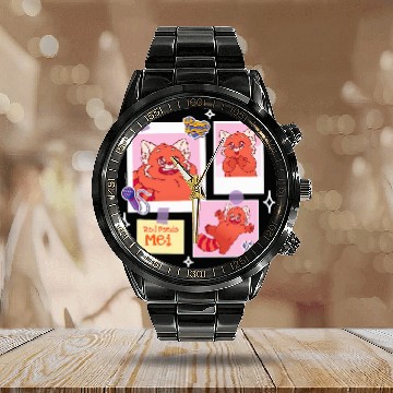 Discover Panda Pet Turning Red Red Panda Mei Grid Baseball Tees Calendar Steel Band Watch