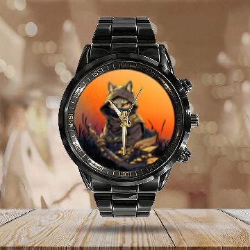 Discover Japanese samurai cat tattoo kawaii ninja cat 21 Calendar Steel Band Watch