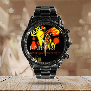 Discover KINDNESS never goes out of style with Graffiti Print Calendar Steel Band Watch