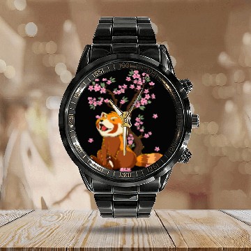 Discover Panda Pet Kawaii Red Panda Japanese Cherry Blossom Baseball Tees Calendar Steel Band Watch