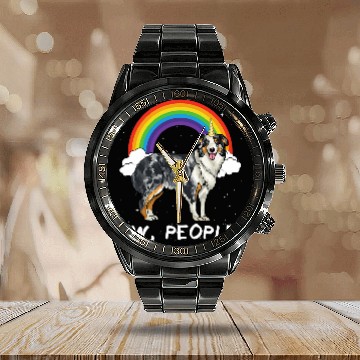 Discover Rainbow Australian Shepherd Ew People Unicorns Dog Baseball Tees Calendar Steel Band Watch