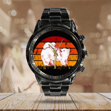 Discover Bear Pet Polar bear north pole polar bear environmental protection 8 Calendar Steel Band Watch