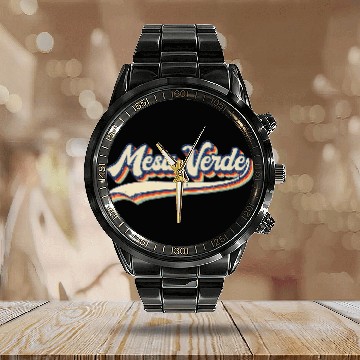 Discover Mesa Verde National Park Retro vintages Hiking Calendar Steel Band Watch