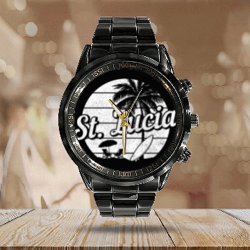 Discover St Lucia Surf vintages Souvenir Beach Surfer Calendar Steel Band Watch