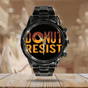 Discover Police Job Thin Blue Line Donut Resist Joke Gift 8 Calendar Steel Band Watch