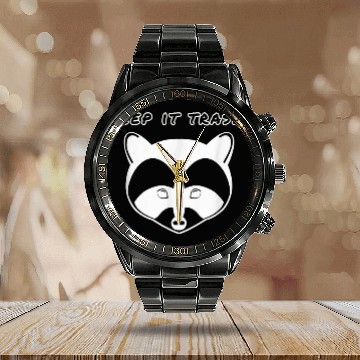 Discover Raccoon Pet keep it trashy trash panda racoon idea 2 Zip Calendar Steel Band Watch