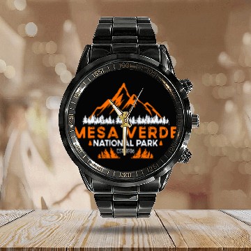 Discover Mesa Verde National Park Colorado Hiking Outdoors 1 Calendar Steel Band Watch