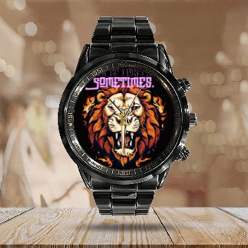 Discover Lion Pet be lonely sometimes Zip Calendar Steel Band Watch