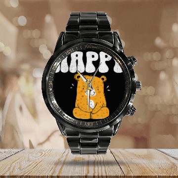 Discover Bear Pet Cheerful Bear Illustration for Joyful Baseball Tees Calendar Steel Band Watch