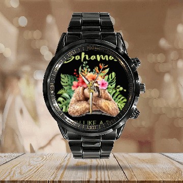 Discover Sloth Pet Bahamas Sloth Like a Boss Vacation Souvenir Calendar Steel Band Watch