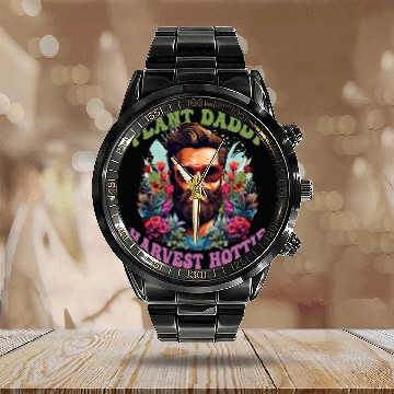 Discover Mens Plant Daddy Harvest Hottie Gardening Dad Baseball Tees Calendar Steel Band Watch