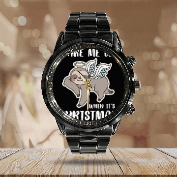 Discover Sloth Pet Wake Me Up Christmas Sloth Christmas Angel Baseball Tees Calendar Steel Band Watch