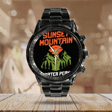 Discover Sunset Mountain Crater Peak Hiking US Mountains Hiker Delta Calendar Steel Band Watch