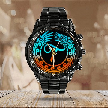 Discover Dragon Pet Tribal Dragon Initial Letter T Monogram Boho Calendar Steel Band Watch