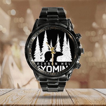 Discover Bear Pet Jackson Hole Wyoming Bear Nature Lover Pride Souvenir Baseball Tees Calendar Steel Band Watch