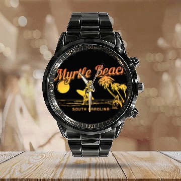 Discover Myrtle Beach South Carolina Surf vintages Surfer Calendar Steel Band Watch