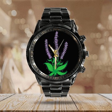 Discover Plant Lavender Garden Fragrance Herb Calendar Steel Band Watch