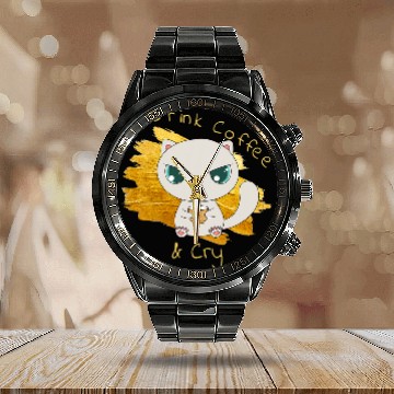 Discover Coffee Fun Cry Sad Emotional Cup Of Joe Baseball Tees Calendar Steel Band Watch