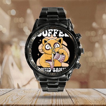 Discover Coffee Fun Liquid Sanity caffeines Lover Brewed Coffee Calendar Steel Band Watch