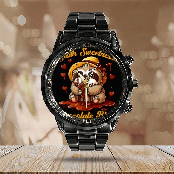 Discover Sloth Pet Sweetness Chocolate Bliss Chocolate Lover Sloth Calendar Steel Band Watch