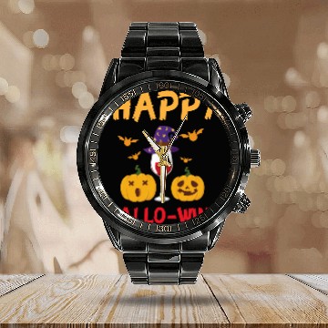 Discover Wines Fun Halloween Happy Hallo Wines in Halloween bat Baseball Tees Calendar Steel Band Watch