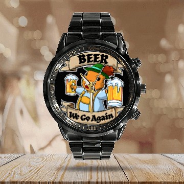 Discover Beer Fun Groundhog Beer Bavaria Oktoberfest Baseball Tees Calendar Steel Band Watch