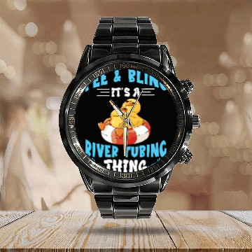 Discover Duck Pet Pee And Bling Summer Float Trip Floating Duck River Tubing Calendar Steel Band Watch