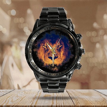Discover Lion Pet face be lion Calendar Steel Band Watch