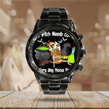 Discover Coffee Fun This Witch Needs Coffee Before Any Hocus Pocus Halloween 10 Calendar Steel Band Watch