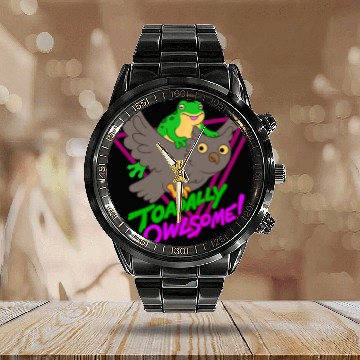 Discover Owl Pet Toadally Owlsome Funny Cute Toad Owl Animal Rad Dad Joke Pun Baseball Tees Calendar Steel Band Watch