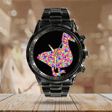 Discover Duck Pet International Dot Day Colorful Dotted Duck Calendar Steel Band Watch