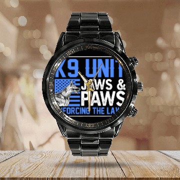 Discover Police Officer K9 Unit Jaws And Paws Enforcing The Laws Baseball Tees Calendar Steel Band Watch