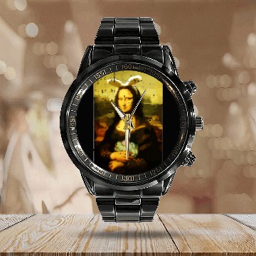 Discover Mona Lisa Egg Hunting Easter Bunny Ears Sprint Art Painting Calendar Steel Band Watch