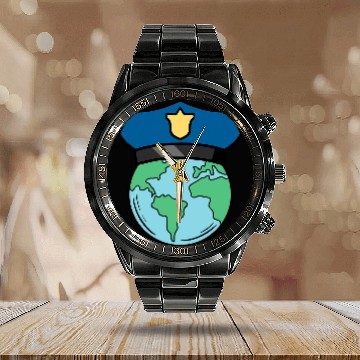 Discover Police Job Earth Day Cool Cop Law Enforcement Environmentalist Baseball Tees Calendar Steel Band Watch