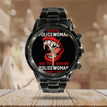 Discover Vampire Policewoman Halloween Cops Scary Police Officer Work Baseball Tees Calendar Steel Band Watch