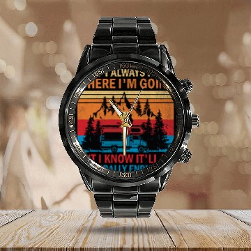 Discover Travelling Backpacking Road Trip Travel Exploring Hiking 21 Calendar Steel Band Watch