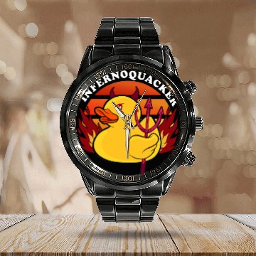 Discover Duck Pet Infernoquacker Devil Duck Funny Halloween Costumes Men Women Baseball Tees Calendar Steel Band Watch