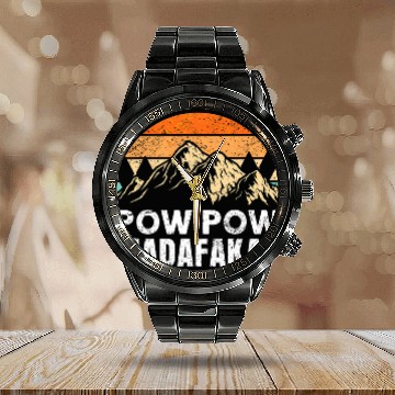 Discover POW POW MADAFAKAS Downhill Extreme Snowboard Skiing Calendar Steel Band Watch
