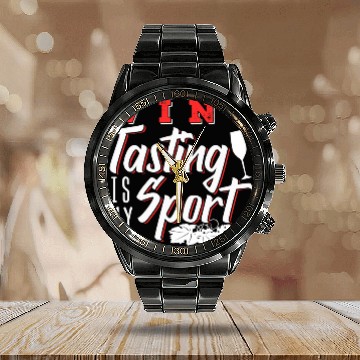 Discover Wines Fun Grape Wines Drinking Sports Design For Wines Drinker Zip Calendar Steel Band Watch