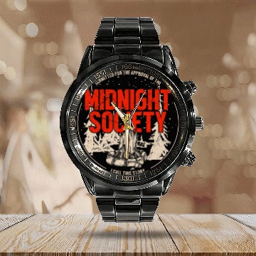 Discover Midnight Society Team Camping Calendar Steel Band Watch