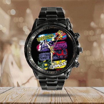 Discover Transformers Classic Characters Graffiti Panels Mashup Calendar Steel Band Watch