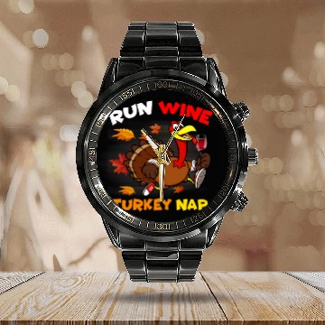 Discover Wines Fun Run Wines Turkey Nap Thanksgiving Drinking Running Calendar Steel Band Watch