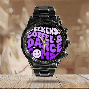 Discover Coffee Fun Retro Weekends Coffee And Dance Comps Smile Face Dance Mom Baseball Tees Calendar Steel Band Watch