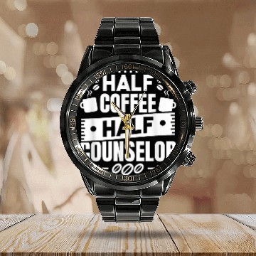 Discover Coffee Fun Half Coffee Half Counselor School Counselor Coffee Baseball Tees Calendar Steel Band Watch